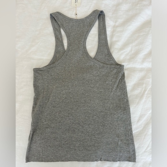 Eterne Ribbed Racerback Tank In Heather Grey - Picture 3 of 3